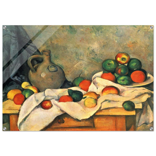 Curtain, Jug and Fruit - Paul Cézanne Acrylic Print - 70x100 cm / 28x40″ inches