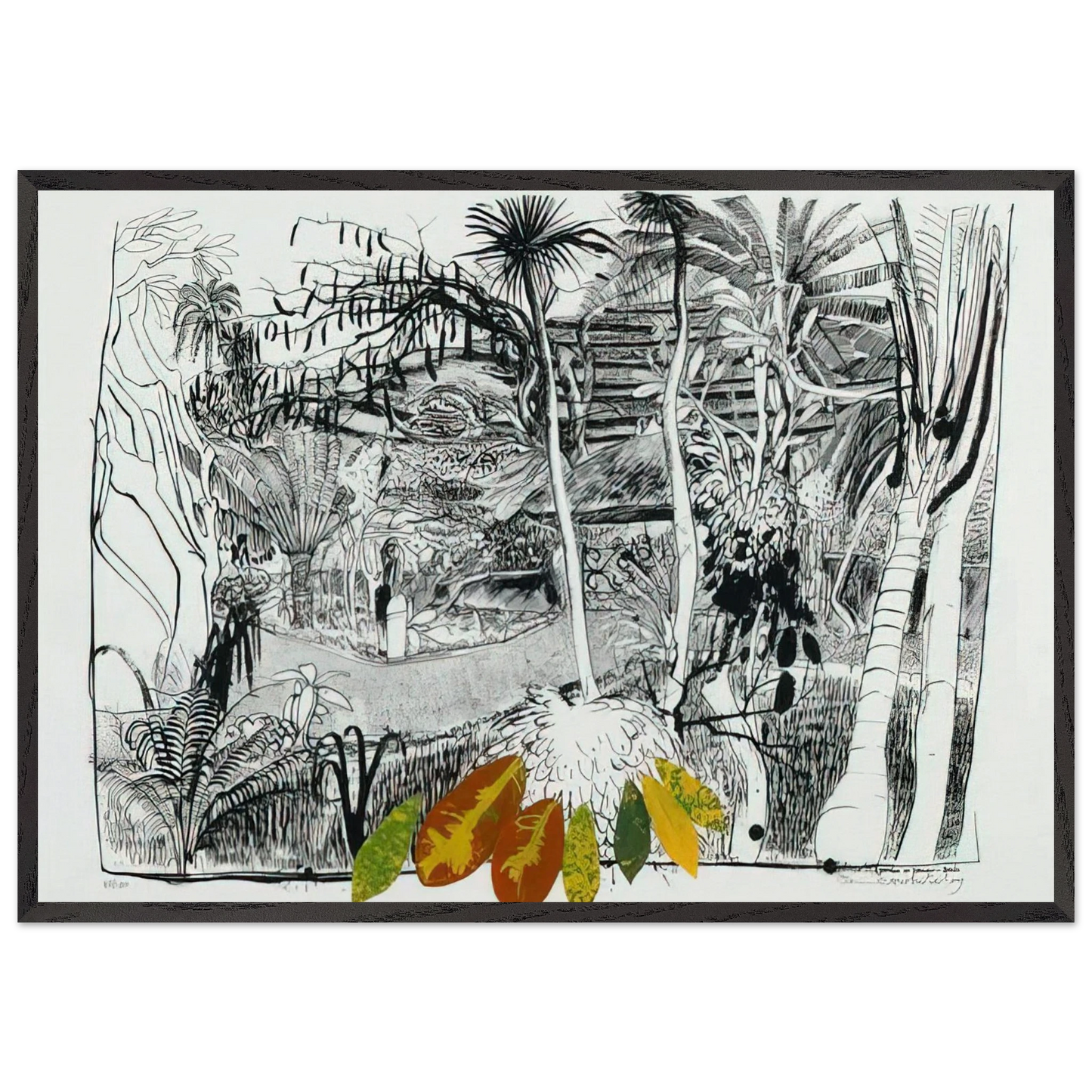 The Garden in Sanur - Bali - 1980 - Brett Whiteley Framed Art Print – Black Wooden Frame - Default Title - -Framed Art Print
