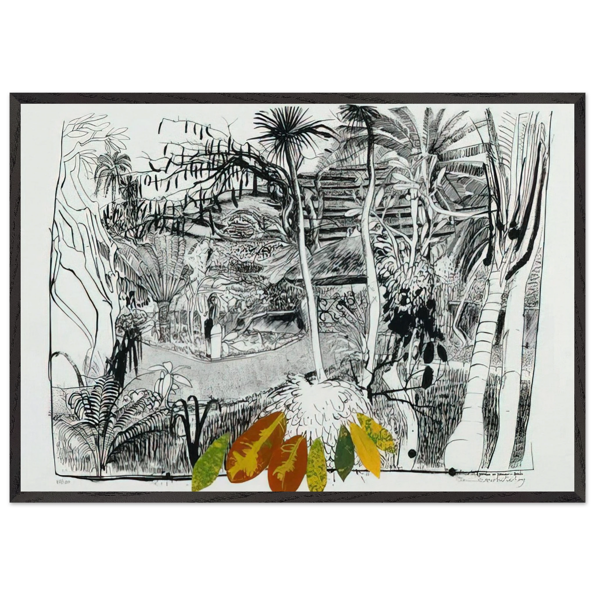 The Garden in Sanur - Bali - 1980 - Brett Whiteley Framed Art Print – Black Wooden Frame - Default Title - -Framed Art Print