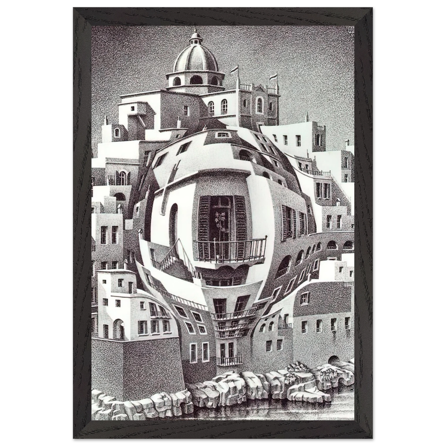 MC Escher - BALCONY Wall Art - 30x40 cm / 12x16 inches - Fine Art Poster - -
