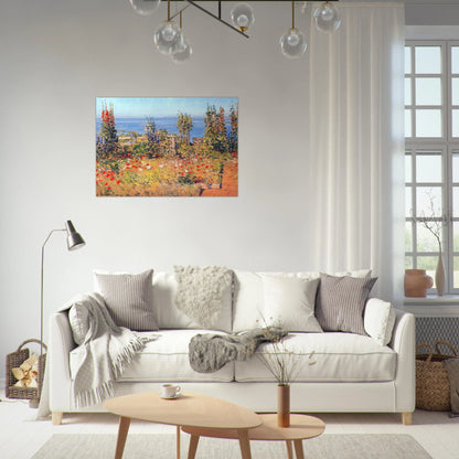 Hollyhocks, Isles of Shoals - Childe Hassam Brushed Aluminum Print - 70x100 cm / 28x40 inches | Childe Hassam Aluminum Print | Childe Hassam Prints