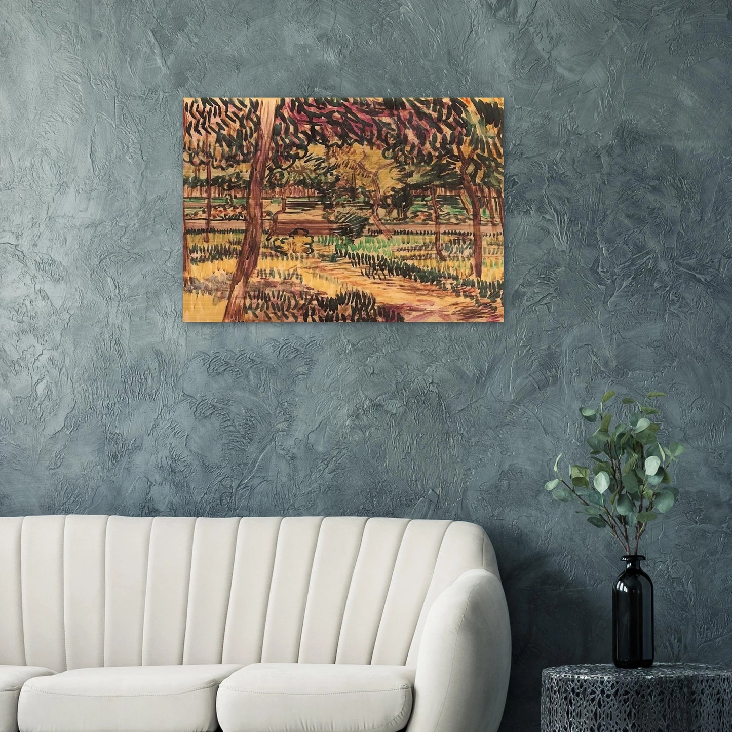 Trees in the Garden of the Asylum - Vincent van Gogh Brushed Aluminum Print - 70x100 cm / 28x40 inches | Vincent van Gogh Aluminum Print | Vincent van Gogh Prints