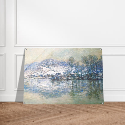 The Seine at Port Villez, Snow Effect - claude monet Acrylic Print - 70x100 cm / 28x40″ inches