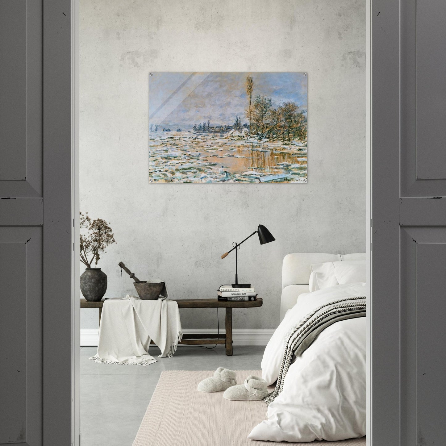 Breakup of Ice, Lavacourt, Grey Weather - claude monet Acrylic Print - 70x100 cm / 28x40″ inches | claude monet Wall Art | claude monet Prints