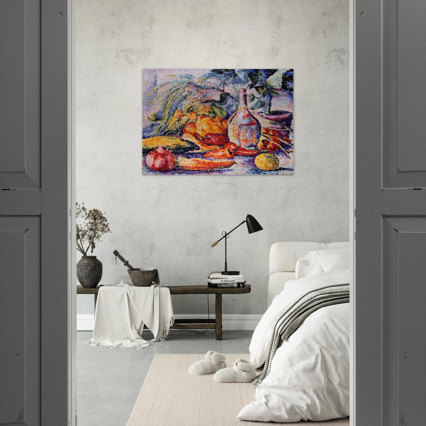 Still Life with Bottle of Wine - Henri-Edmond Cross Brushed Aluminum Print - 70x100 cm / 28x40 inches | Henri-Edmond Cross Aluminum Print | Henri-Edmond Cross Prints