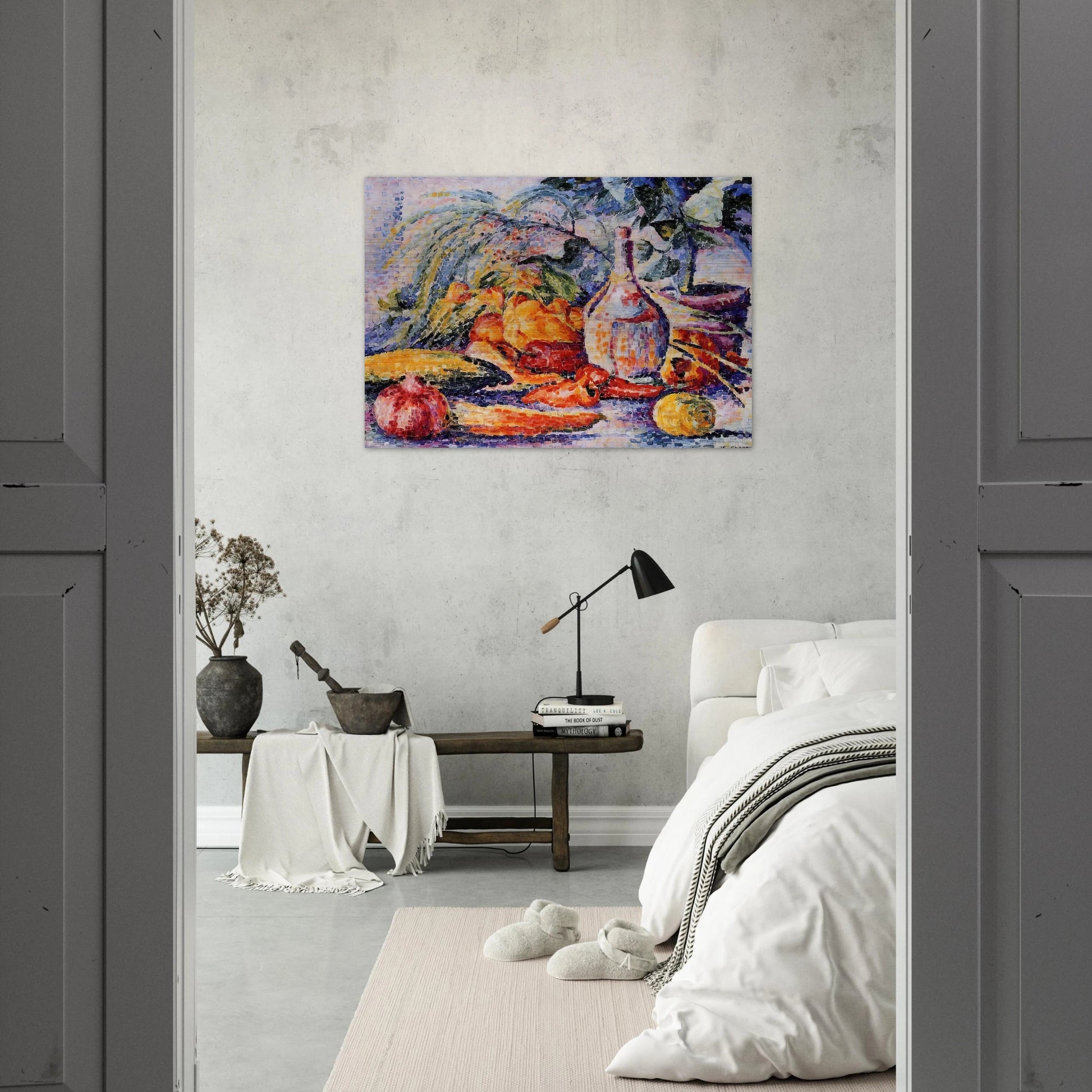 Still Life with Bottle of Wine - Henri-Edmond Cross Brushed Aluminum Print - 70x100 cm / 28x40 inches | Henri-Edmond Cross Aluminum Print | Henri-Edmond Cross Prints