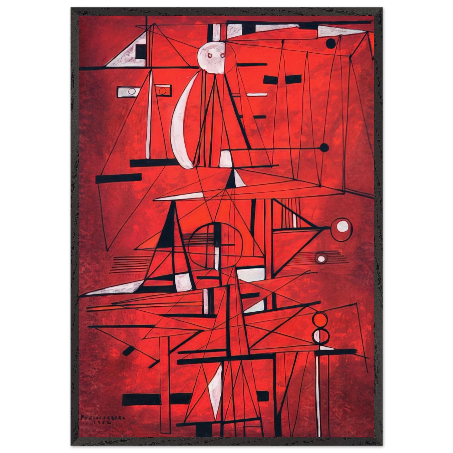 COMPOSITION 1952 - Rene Portocarrero Framed Art Print – Black Wooden Frame - Default Title - -Framed Art Print