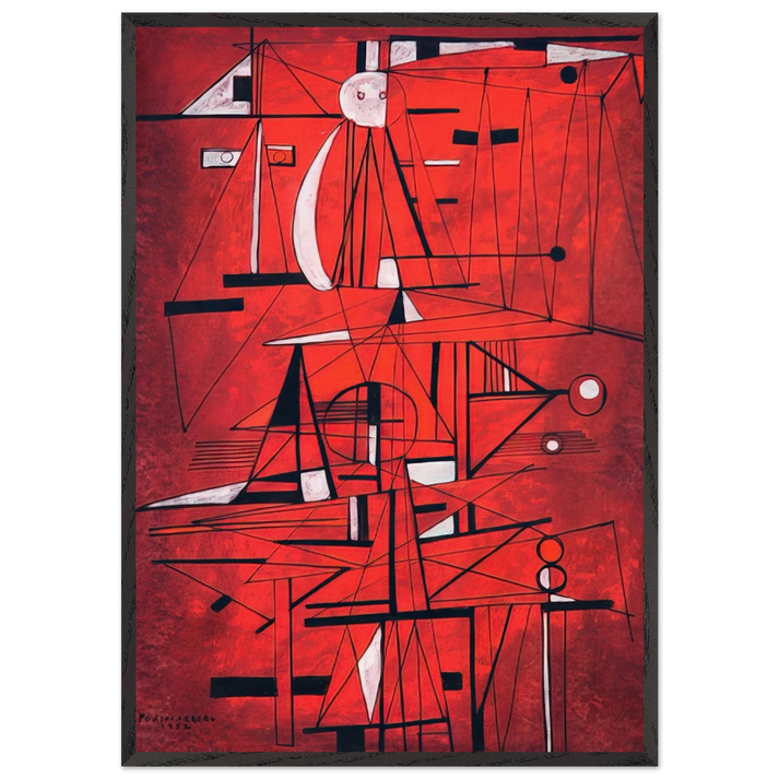 COMPOSITION 1952 - Rene Portocarrero 70x100 cm / 28x40 inches Framed Art Print – Black Wooden Frame