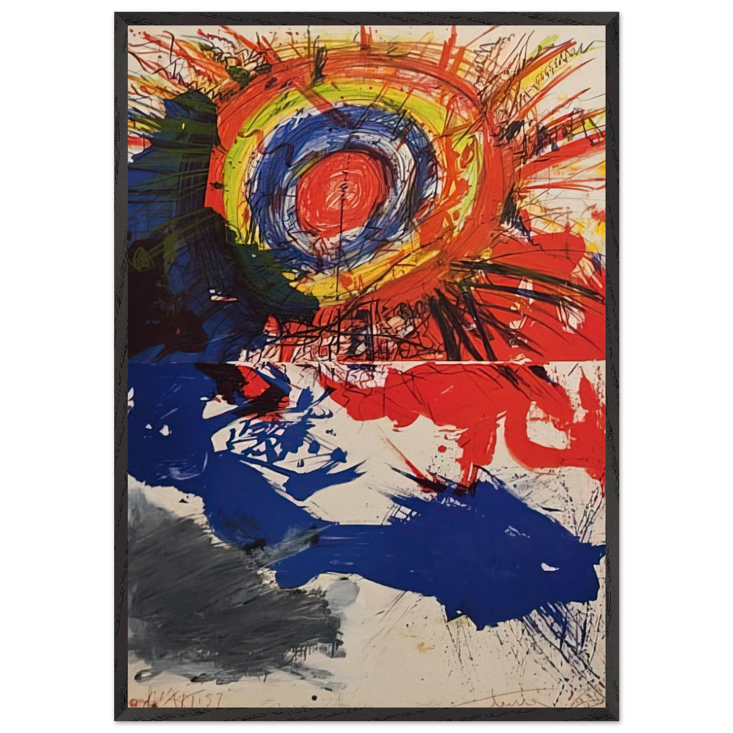 Composition - 1957 - Walasse Ting Framed Art Print – Black Wooden Frame - Default Title - -Framed Art Print