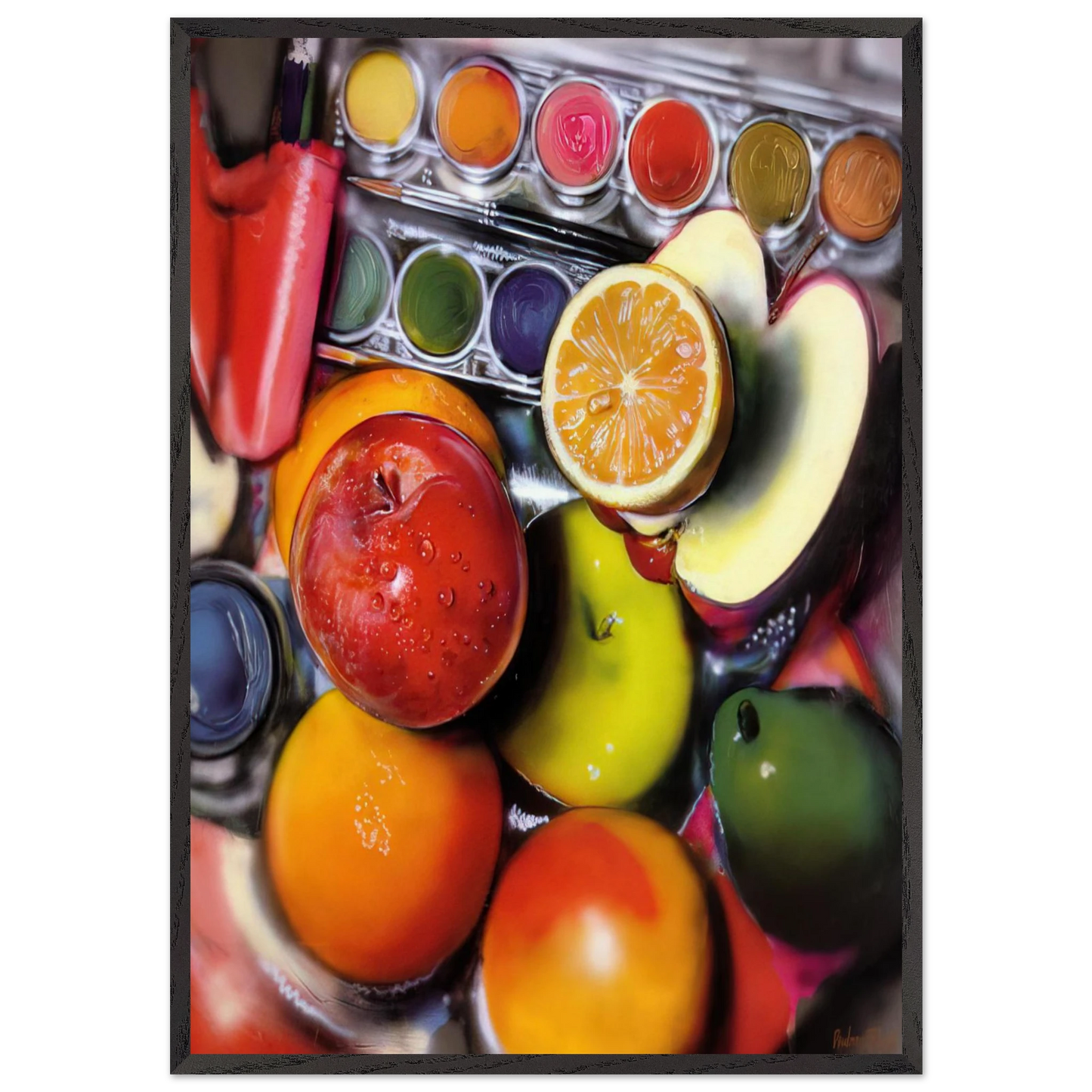 ENERGY APPLES 1980 - Audrey Flack Framed Art Print – Black Wooden Frame - Default Title - -Framed Art Print