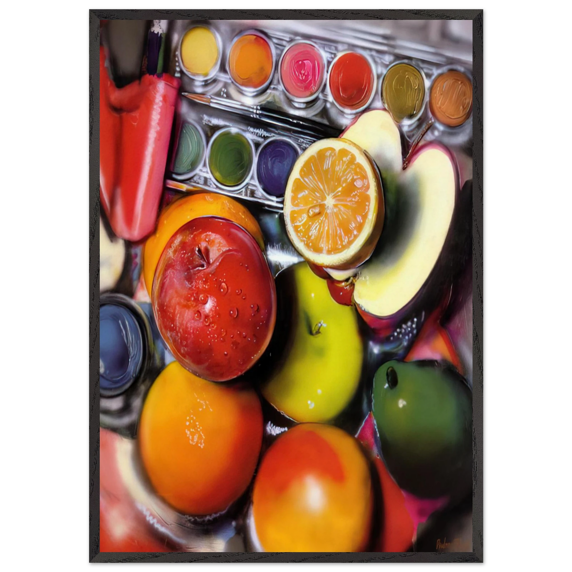 ENERGY APPLES 1980 - Audrey Flack Framed Art Print – Black Wooden Frame - Default Title - -Framed Art Print