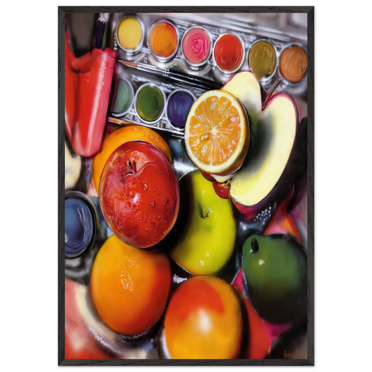 ENERGY APPLES 1980 - Audrey Flack Framed Art Print – Black Wooden Frame - Default Title - -Framed Art Print