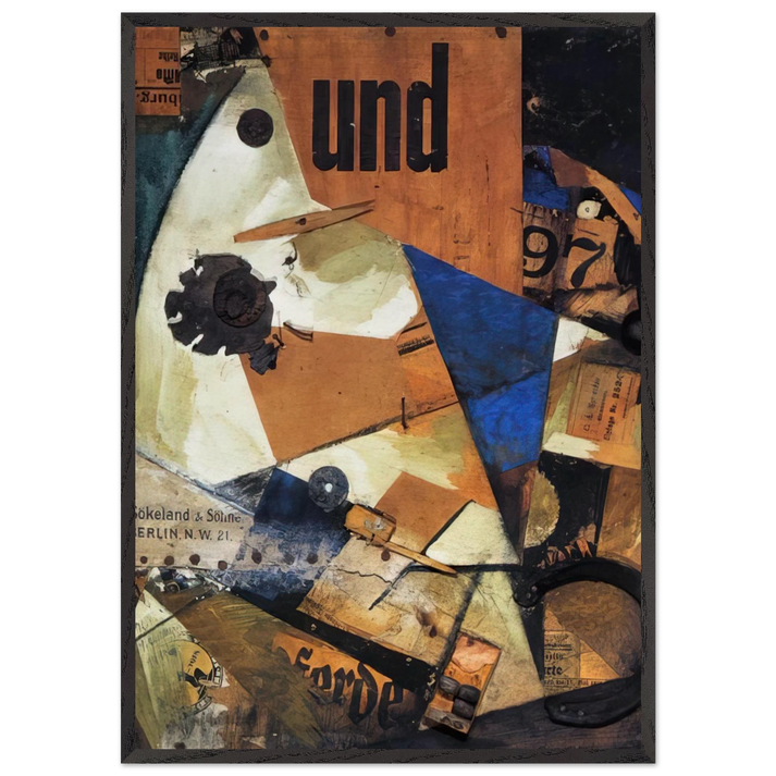 THE AND PICTURE 1919 - Kurt Schwitters 70x100 cm / 28x40 inches Framed Art Print – Black Wooden Frame