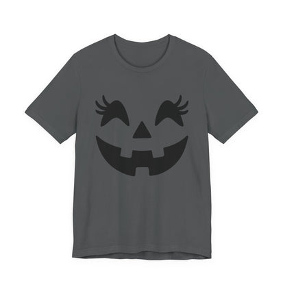 Jack O Lantern Face Pumpkin Eyelashes Halloween Women Girls T-Shirt