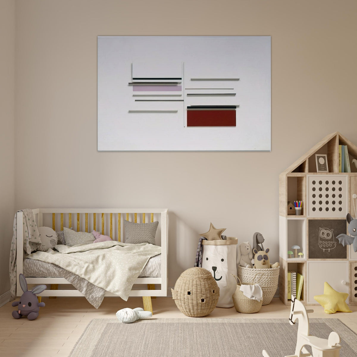 Abstract in White, Black, Indian and Lilac - 1957 - Victor Pasmore Art Prints - 100x150 cm / 40x60″ inches | Victor Pasmore Poster | Victor Pasmore Prints