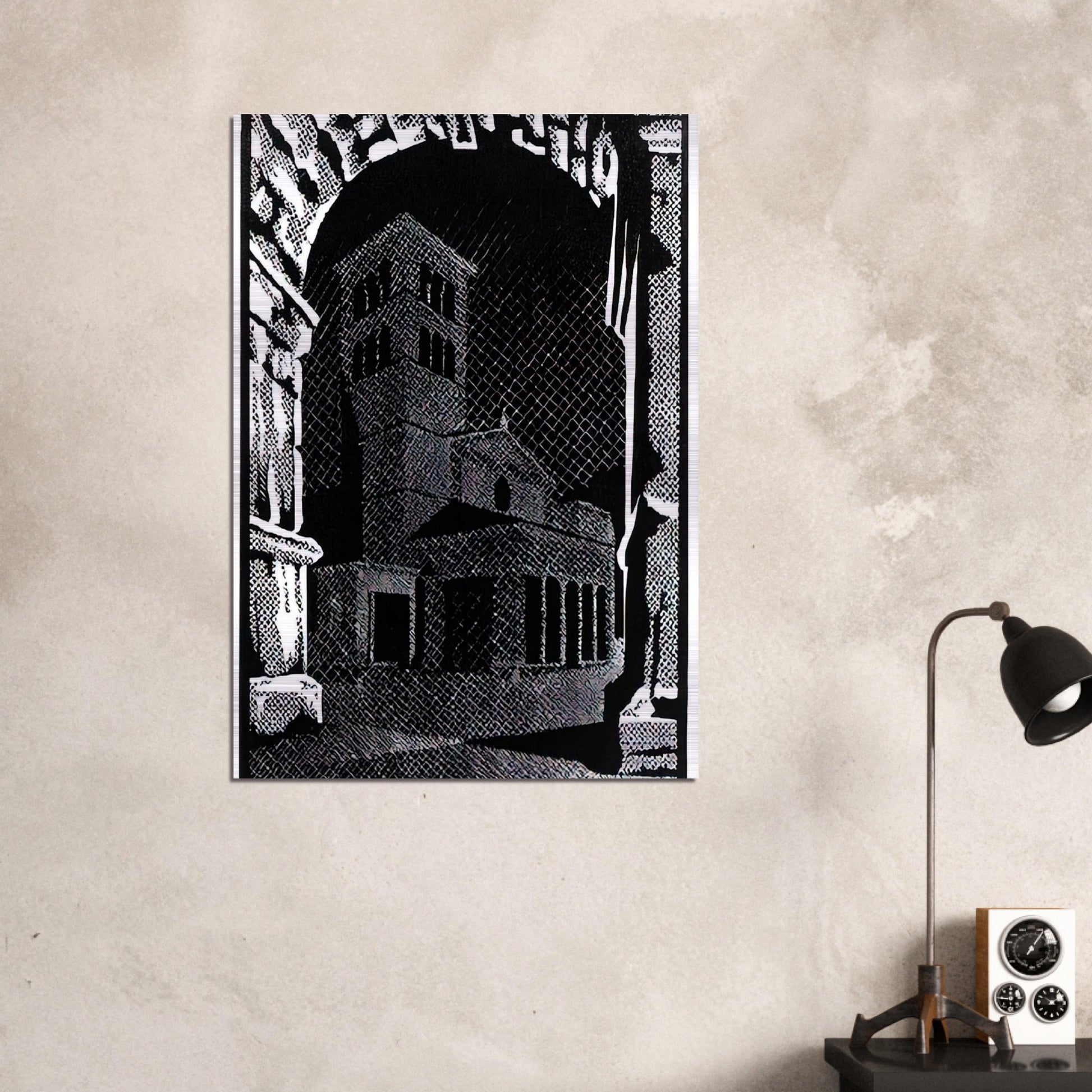 NOCTURNAL ROME 3 - MC Escher Brushed Aluminum Print - 70x100 cm / 28x40 inches | MC Escher Aluminum Print | MC Escher Prints