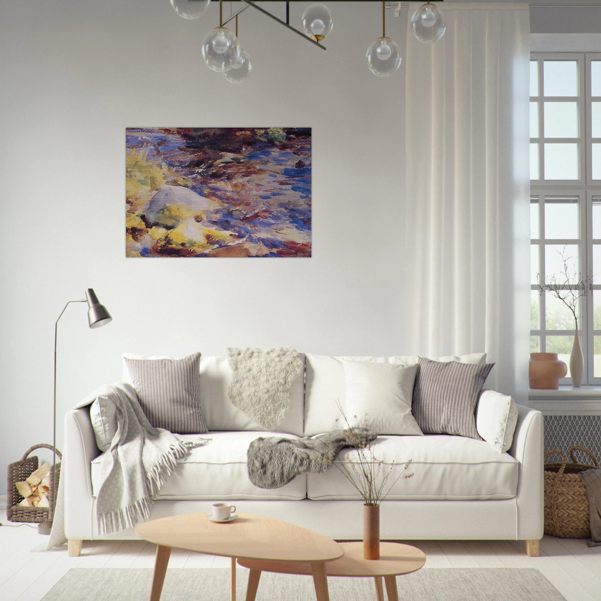Reflections Rocks and Water - John Singer Sargent Brushed Aluminum Print - 70x100 cm / 28x40 inches | John Singer Sargent Aluminum Print | John Singer Sargent Prints