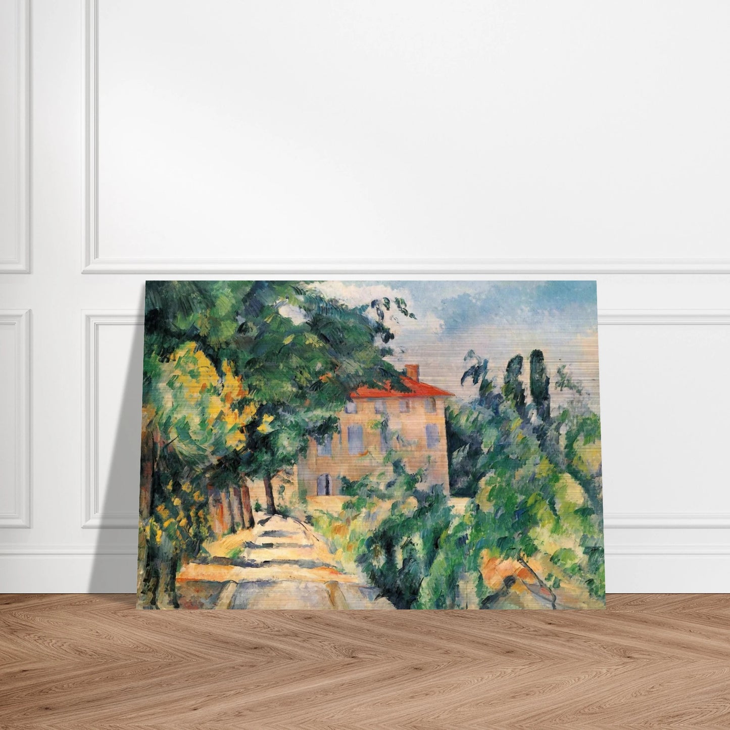 House with Red Roof - Paul Cézanne Brushed Aluminum Print - 70x100 cm / 28x40 inches | Paul Cézanne Aluminum Print | Paul Cézanne Prints