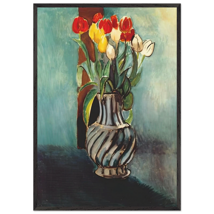 ME MYSELF STENDHAL VASE OF TULIPS 1914 - Henri Matisse 70x100 cm / 28x40 inches Framed Art Print – Black Wooden Frame
