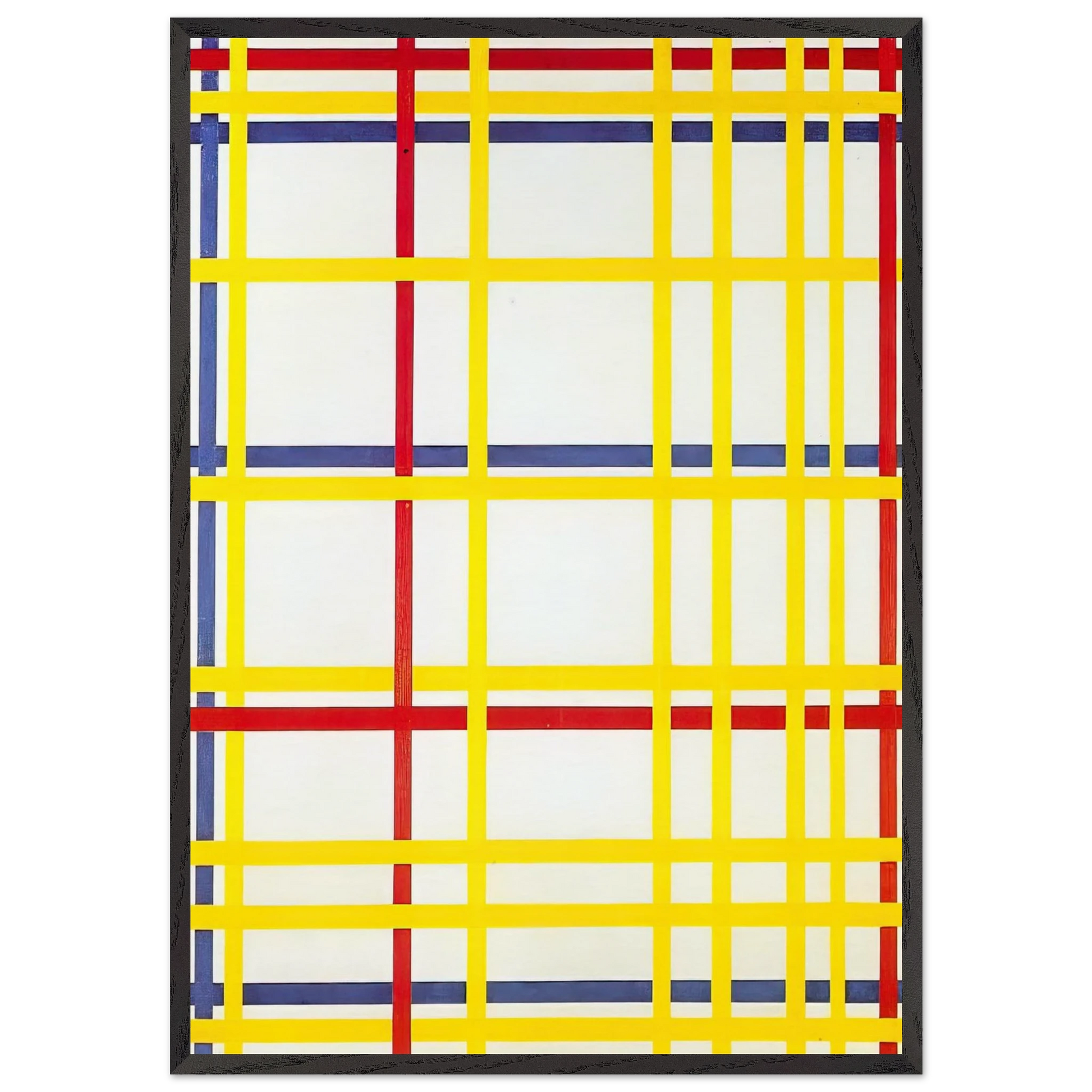 New York City I - Piet Mondrian Framed Art Print – Black Wooden Frame - Default Title - -Framed Art Print