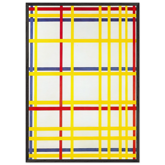 New York City I - Piet Mondrian 70x100 cm / 28x40 inches Framed Art Print – Black Wooden Frame