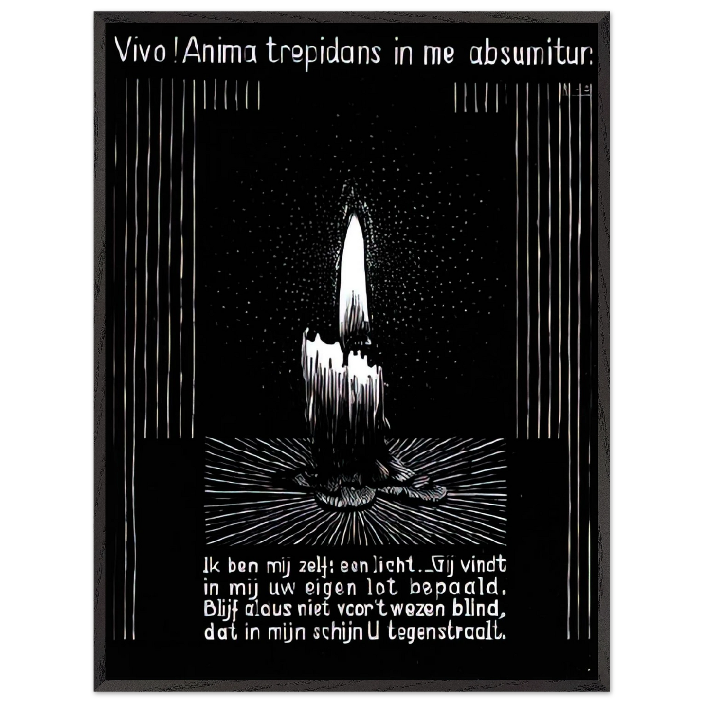 MC Escher - EMBLEMATA CANDLE FLAME Wall Art - 60x80 cm / 24x32 inches - Premium Wooden Framed Poster With Fine Art Paper - Black frame