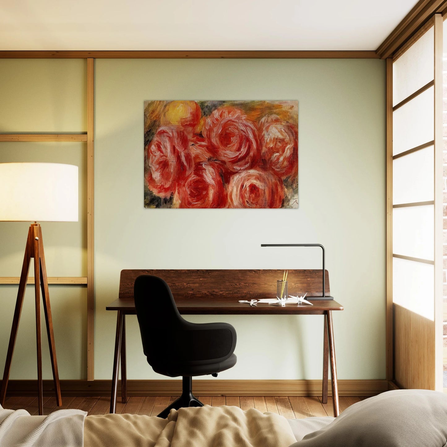 Red Roses - Pierre-Auguste Renoir Brushed Aluminum Print - 70x100 cm / 28x40 inches | Pierre-Auguste Renoir Aluminum Print | Pierre-Auguste Renoir Prints