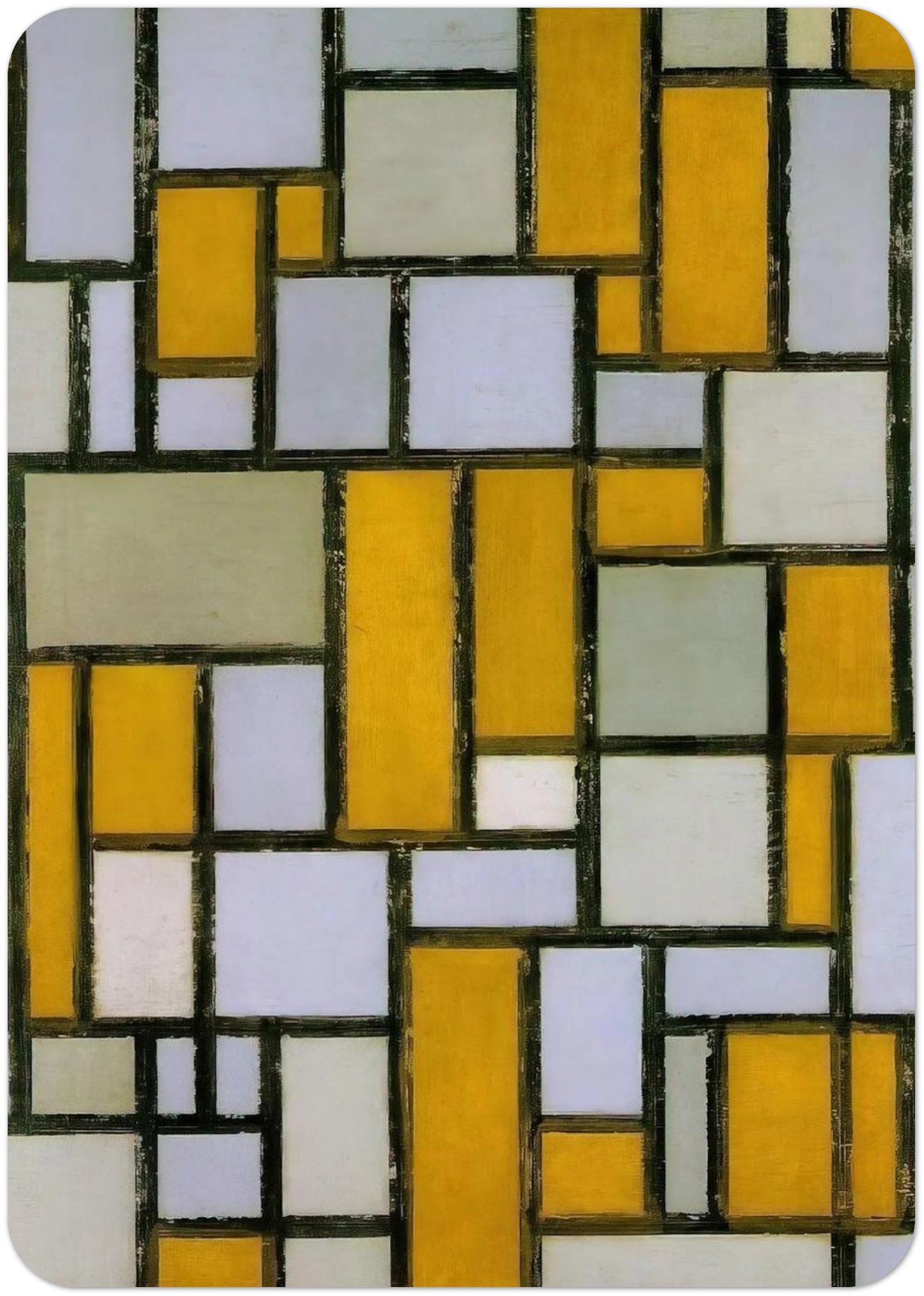 Composition with Gray and Light Brown By Piet Mondrian Pack of 10 Post Cards | Piet Mondrian Post Cards | A6 (10.5 x 14.8 cm) - 4.1 x 5.8 inches