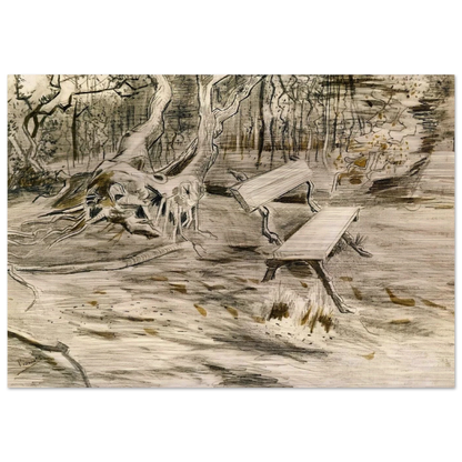 The Bench - Vincent van Gogh Brushed Aluminum Print - 70x100 cm / 28x40 inches | Vincent van Gogh Aluminum Print | Vincent van Gogh Prints