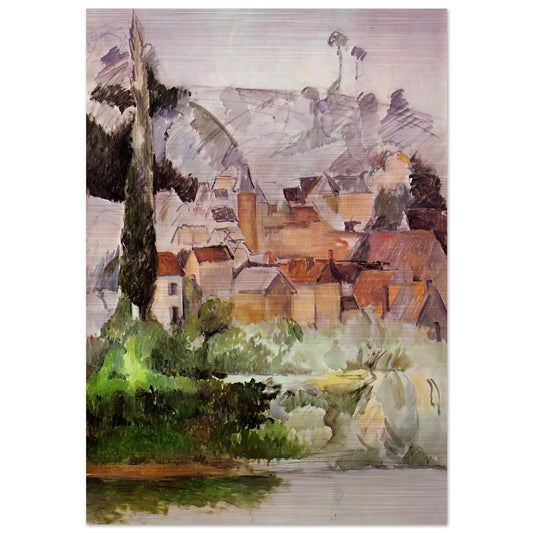 Medan Chateau and Village - Paul Cézanne Brushed Aluminum Print - 70x100 cm / 28x40 inches | Paul Cézanne Aluminum Print | Paul Cézanne Prints