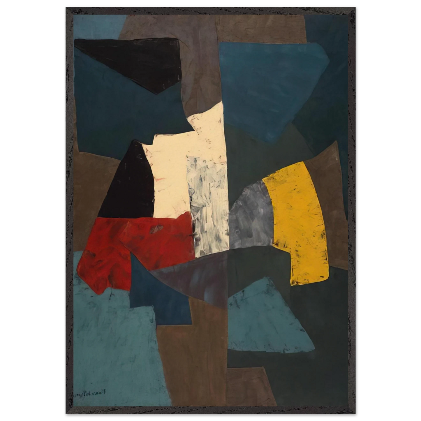 Abstract Composition - 1954 - Serge Poliakoff Framed Art Print – Black Wooden Frame - Default Title - -Framed Art Print