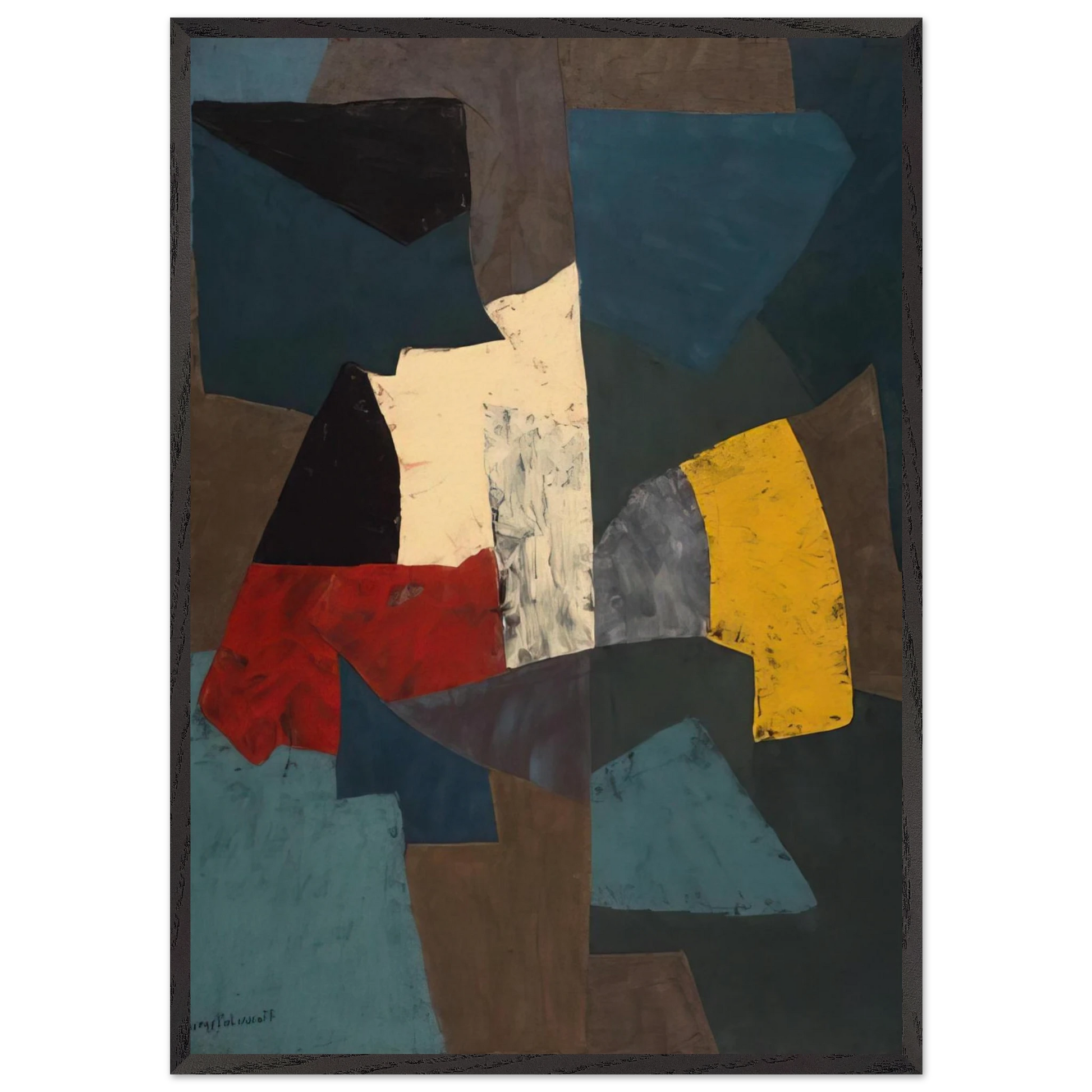 Abstract Composition - 1954 - Serge Poliakoff Framed Art Print – Black Wooden Frame - Default Title - -Framed Art Print