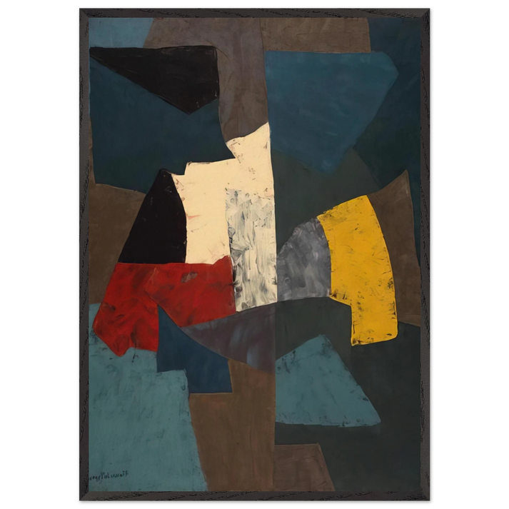 Abstract Composition - 1954 - Serge Poliakoff 70x100 cm / 28x40 inches Framed Art Print – Black Wooden Frame