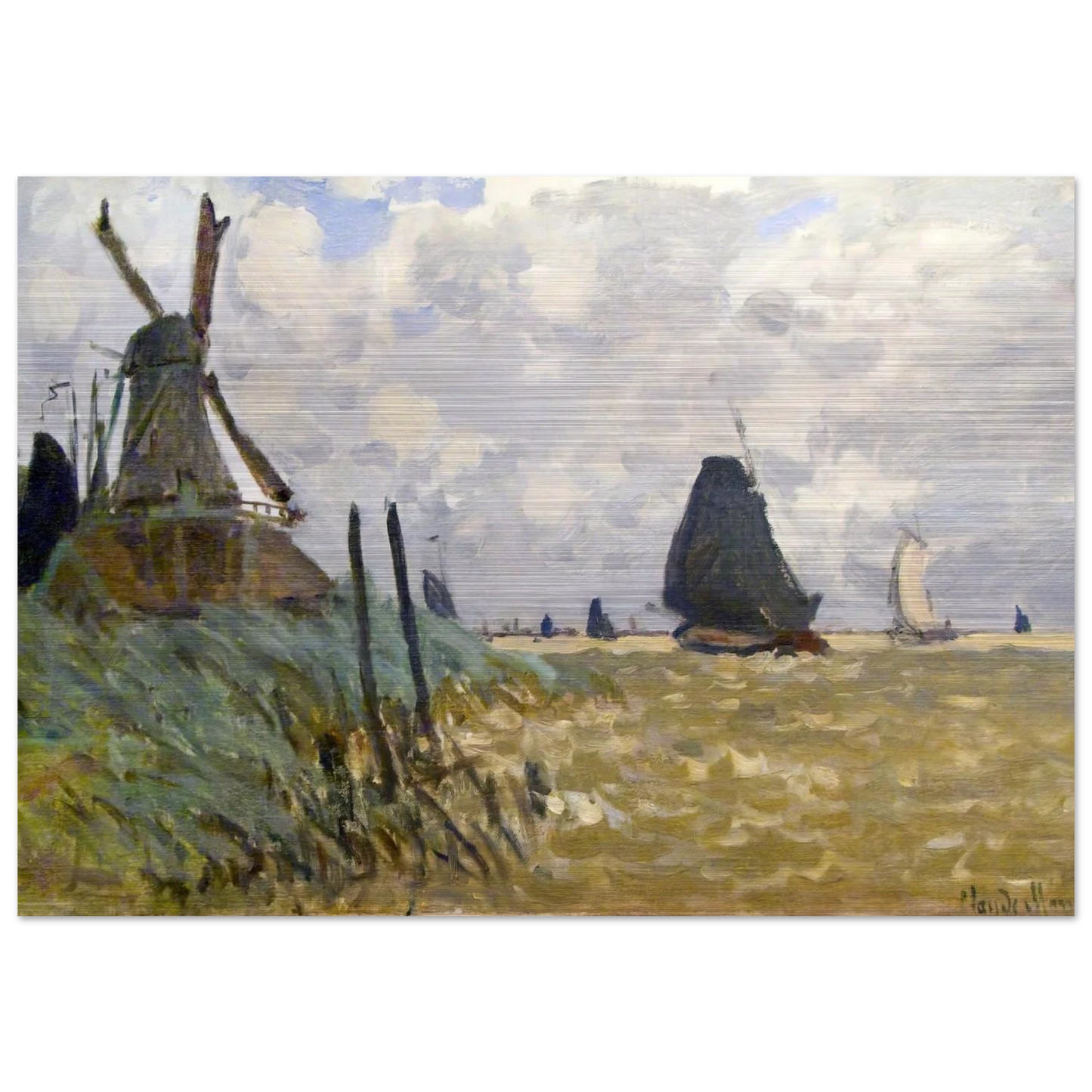 Windmill near Zaandam - claude monet Brushed Aluminum Print - 70x100 cm / 28x40 inches | claude monet Aluminum Print | claude monet Prints