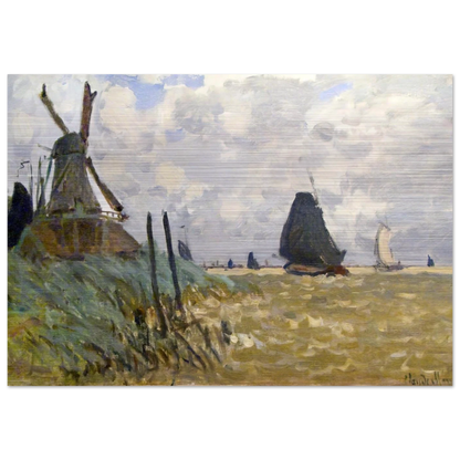 Windmill near Zaandam - claude monet Brushed Aluminum Print - 70x100 cm / 28x40 inches | claude monet Aluminum Print | claude monet Prints