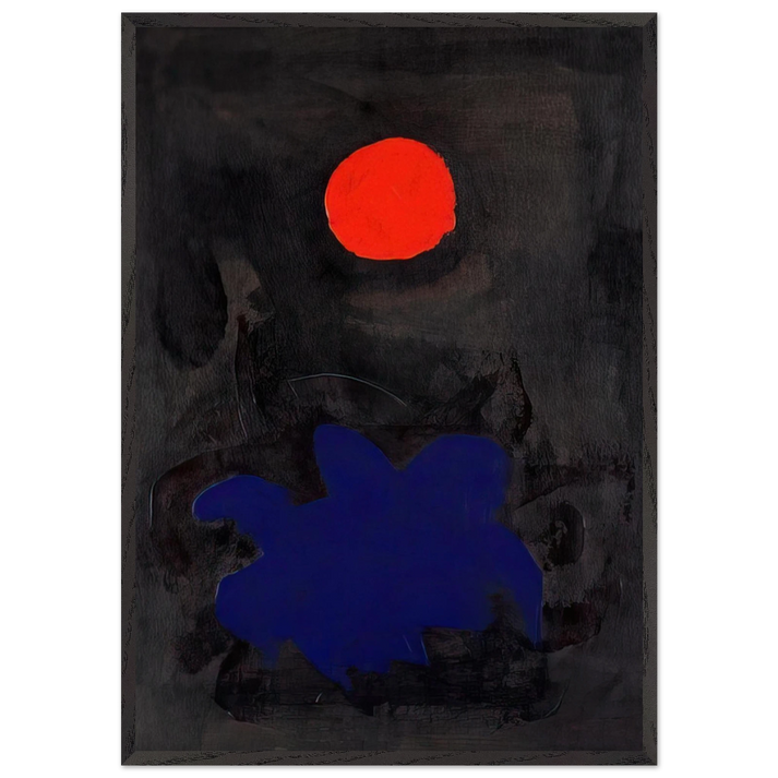 Blue on Black - 1970 - Adolph Gottlieb 70x100 cm / 28x40 inches Framed Art Print – Black Wooden Frame