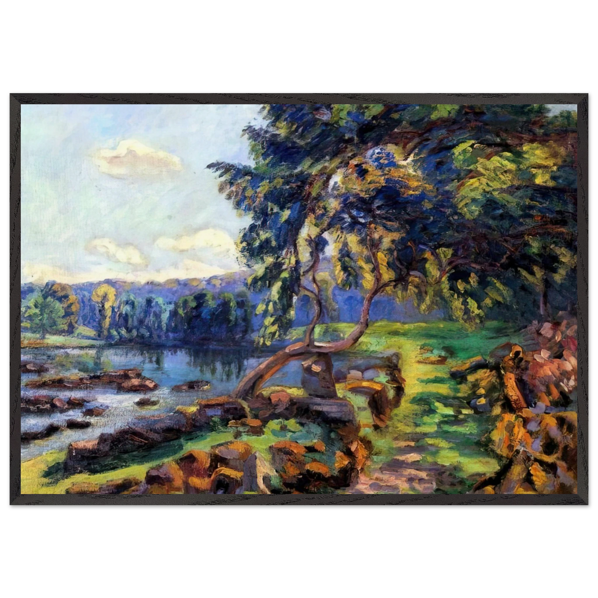 Les rapides a Genetin - 1900 - Armand Guillaumin Framed Art Print – Black Wooden Frame - Default Title - -Framed Art Print