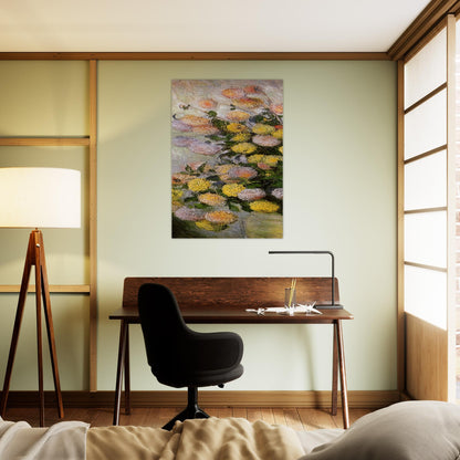 Vase of Dahlias - claude monet Brushed Aluminum Print - 70x100 cm / 28x40 inches | claude monet Aluminum Print | claude monet Prints
