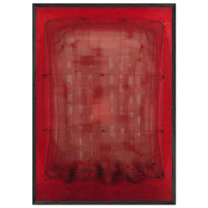 Espejo vestido de rojo - Art Informel - Manuel Rivera 70x100 cm / 28x40 inches Framed Art Print – Black Wooden Frame