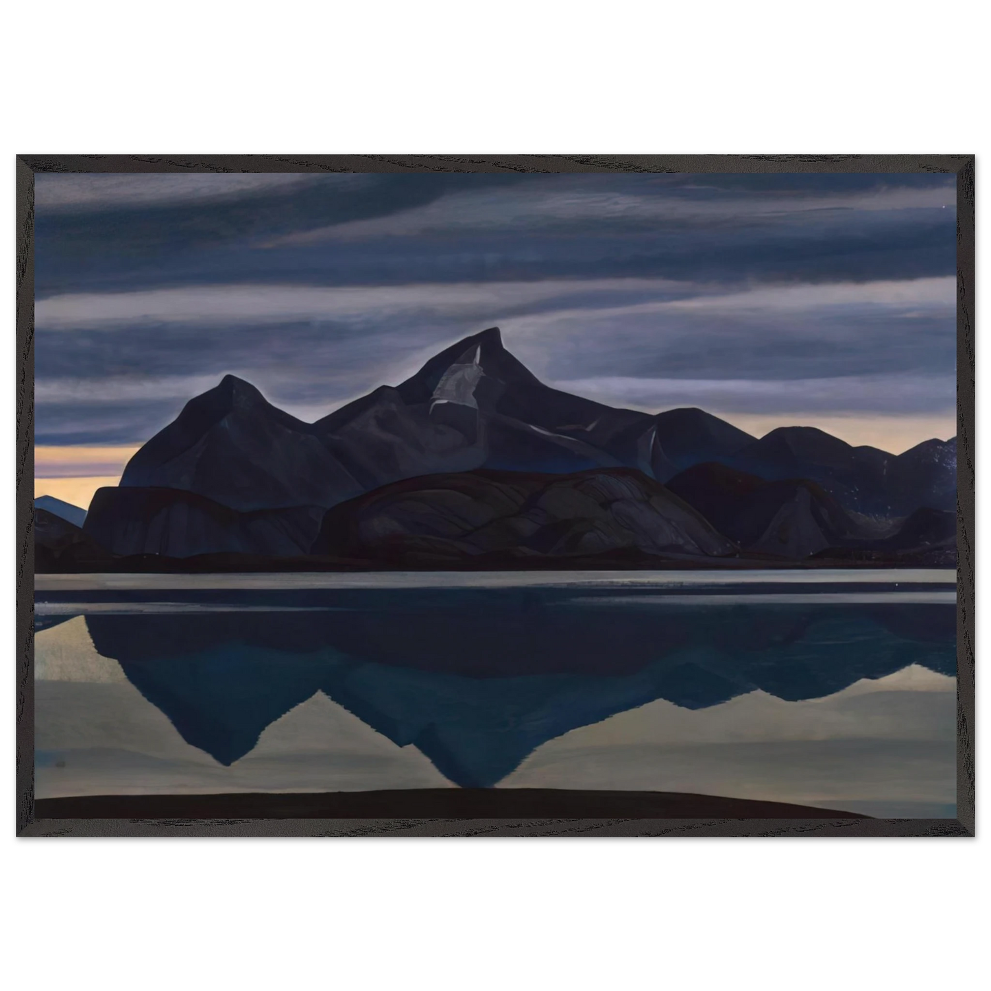 Mirrored Mountain South Greenland - Rockwell Kent Framed Art Print – Black Wooden Frame - Default Title - -Framed Art Print
