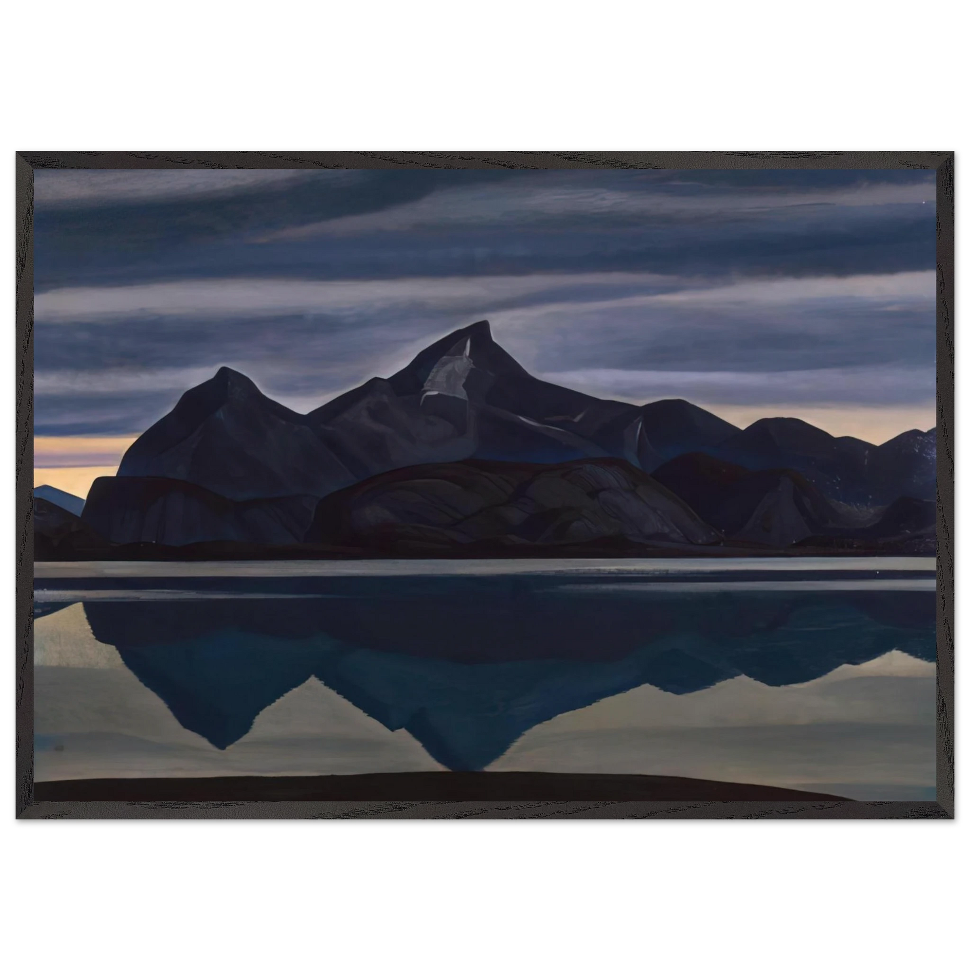 Mirrored Mountain South Greenland - Rockwell Kent Framed Art Print – Black Wooden Frame - Default Title - -Framed Art Print