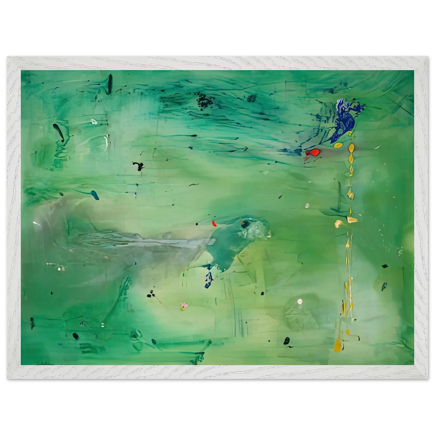 Helen Frankenthaler - A Green Thought in a Green Shade, 1981- Wall Art - 21x29.7 cm / 8x12" - Premium Wooden Framed Poster With Fine Art Paper - White frame