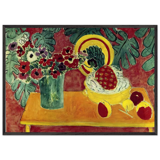 PINEAPPLE AND ANEMONES 1940 - Henri Matisse 70x100 cm / 28x40 inches Framed Art Print – Black Wooden Frame