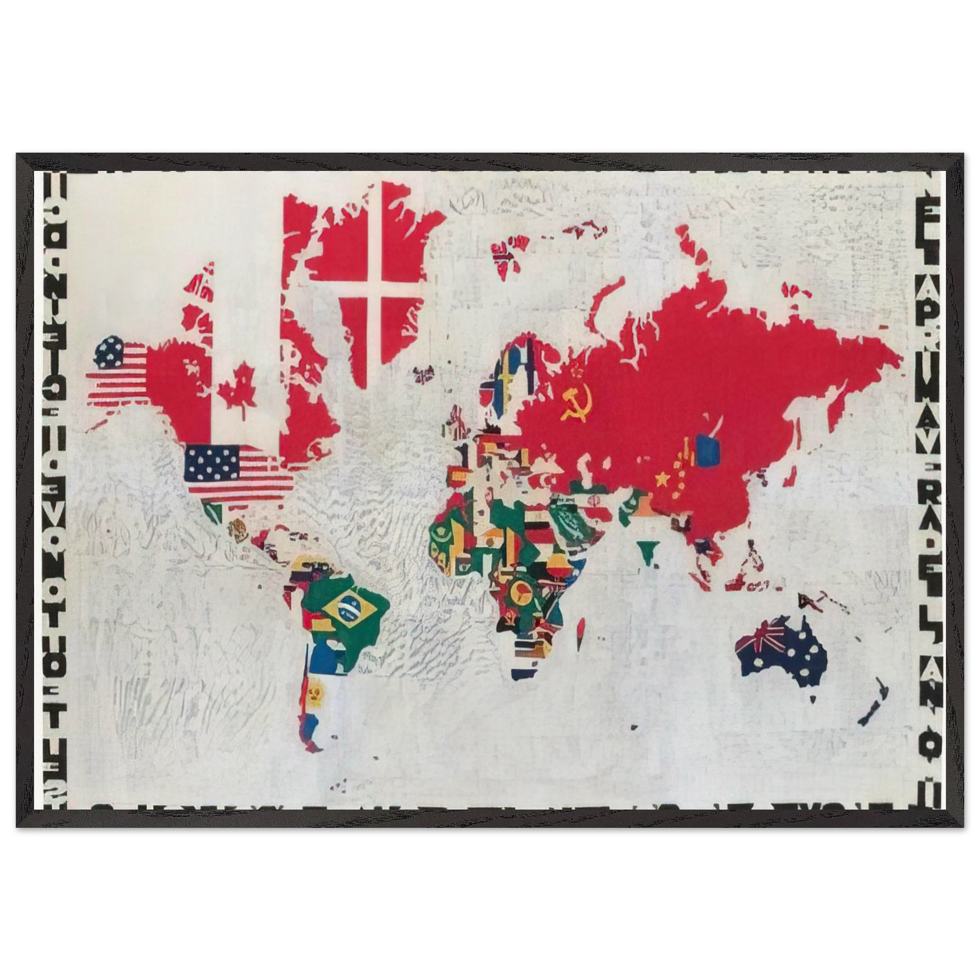 MAPPA 1983 - Alighiero Boetti Framed Art Print – Black Wooden Frame - Default Title - -Framed Art Print