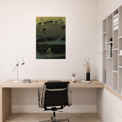California Miniature - Eyvind Earle Brushed Aluminum Print - 70x100 cm / 28x40 inches | Eyvind Earle Aluminum Print | Eyvind Earle Prints