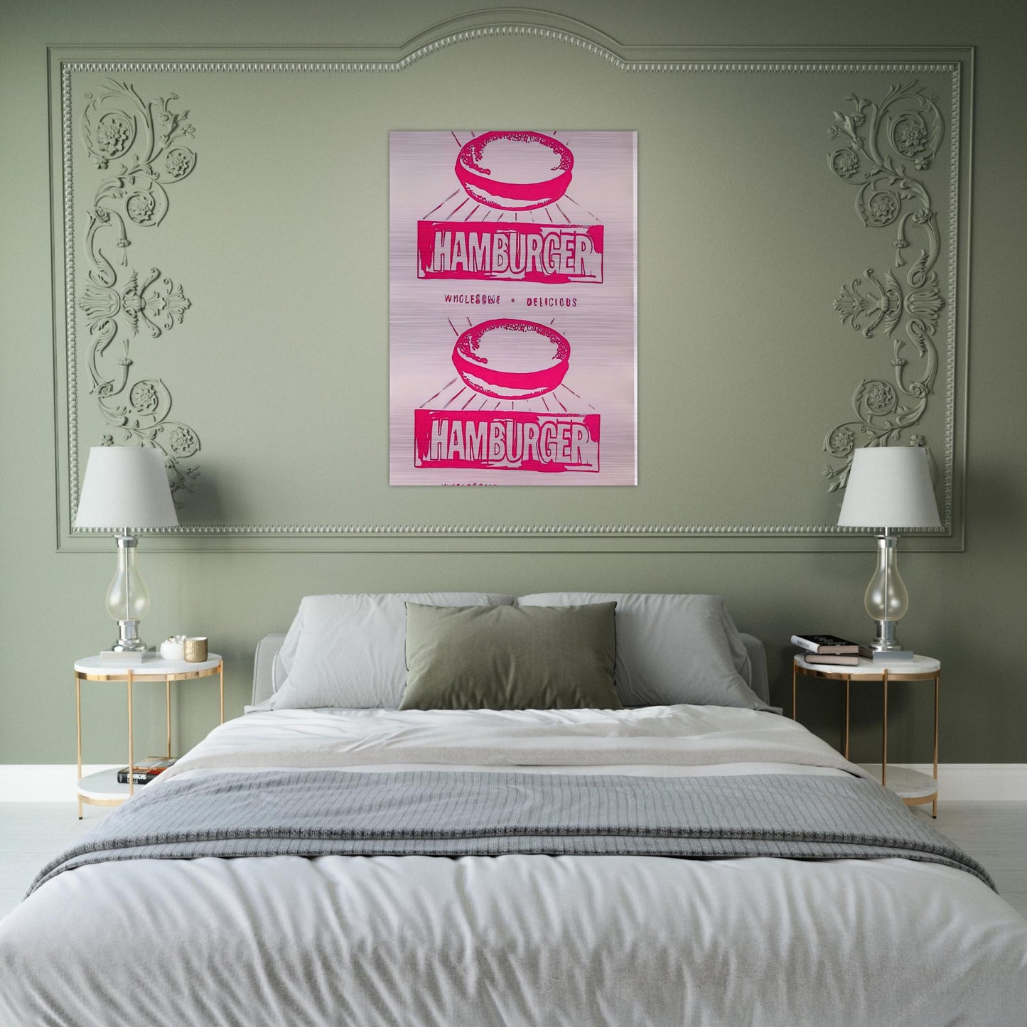 Double Hamburger - Andy Warhol Brushed Aluminum Print - 70x100 cm / 28x40 inches | Andy Warhol Aluminum Print | Andy Warhol Prints