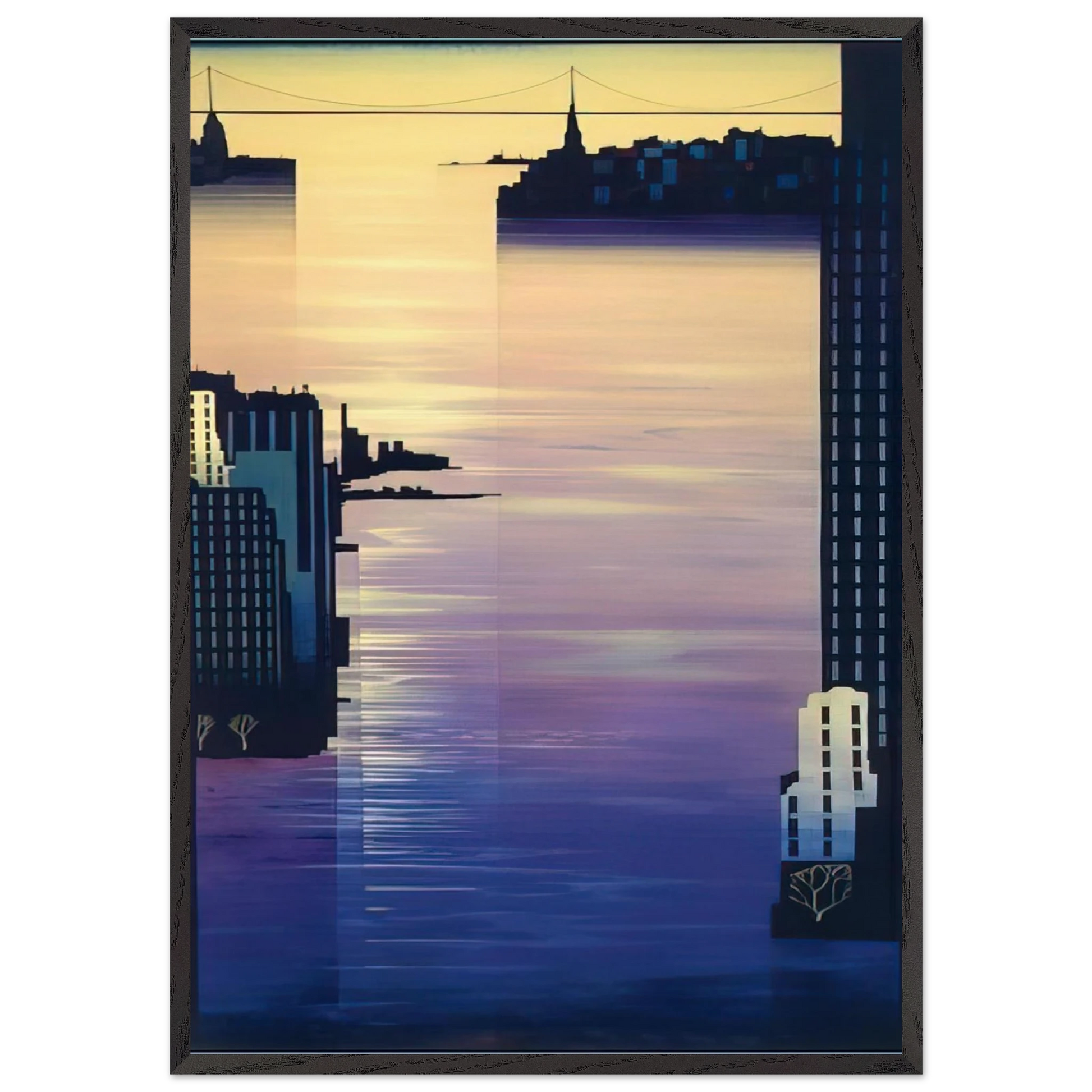 East River - Eyvind Earle Framed Art Print – Black Wooden Frame - Default Title - -Framed Art Print