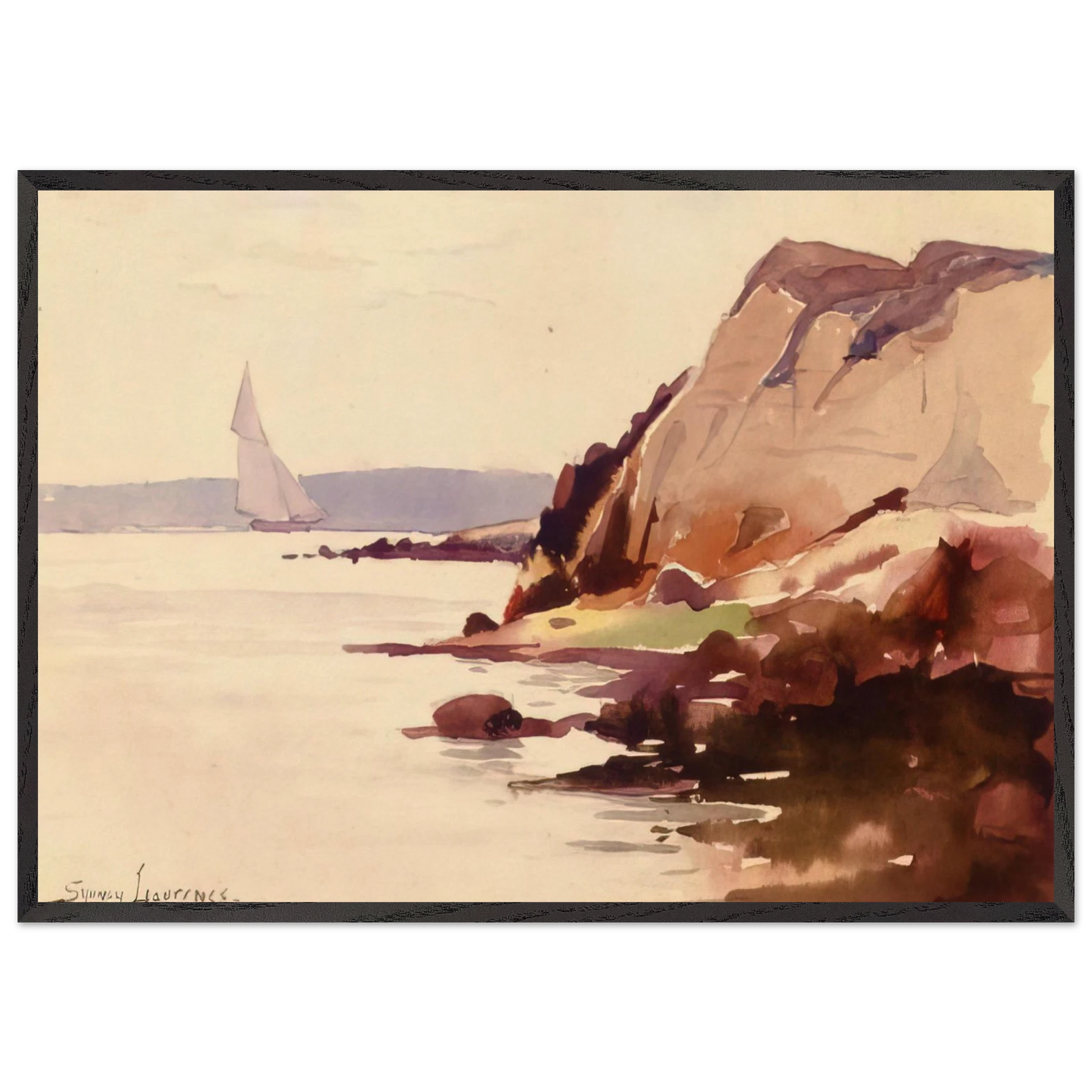 Sailing off Gloucester Coast - 1888 - Sydney Laurence Framed Art Print – Black Wooden Frame - Default Title - -Framed Art Print