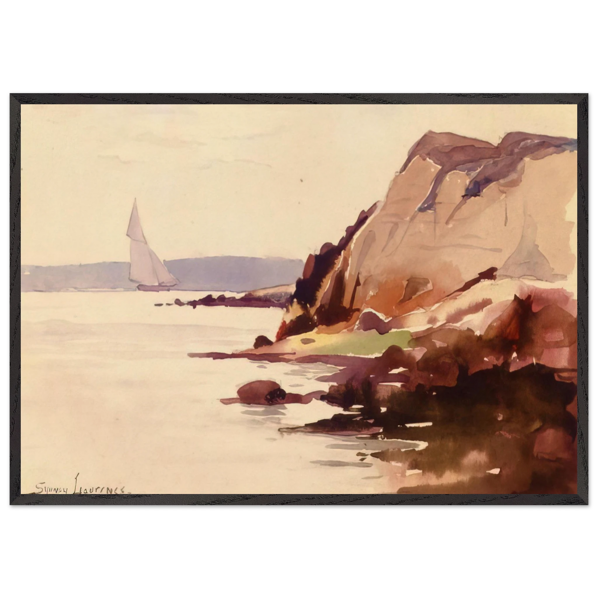 Sailing off Gloucester Coast - 1888 - Sydney Laurence Framed Art Print – Black Wooden Frame - Default Title - -Framed Art Print