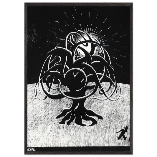 TWON TREE - MC Escher Framed Art Print – Black Wooden Frame - Default Title - -Framed Art Print